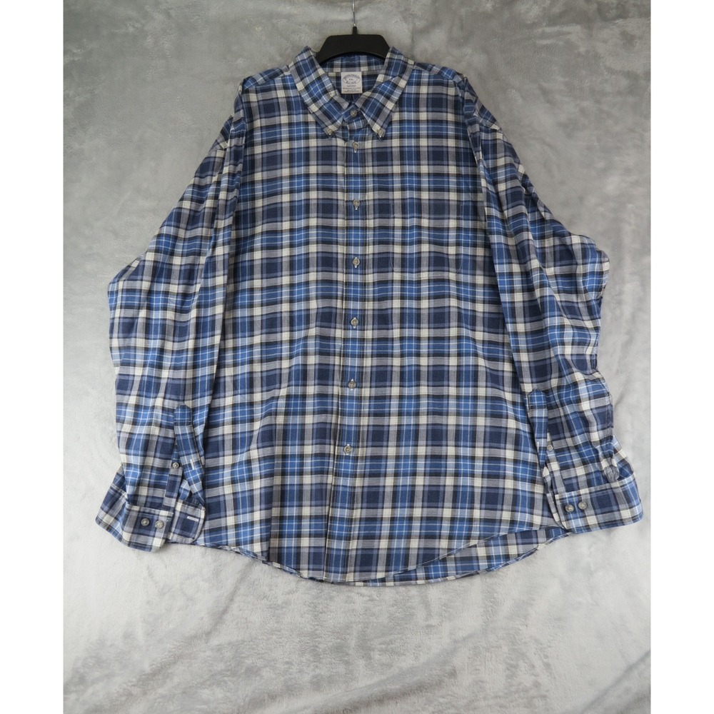 Brooks Brothers Regent Shirt XXL Blue Plaid Button Down Long Sleeve‎ All Cotton
